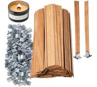 MadMedic Extra Thick Wood Wicks for Candles Making 0.75 x 5.12 inch Crackling Wooden Candle Wick 100 PCS Natural Wooden Wicks for Candlemaking Wide Candle Wicks with Candle Wick Holders Metal Base