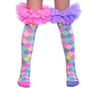 MADMIA Mermaid Ruffle Socks, Gorgeous Fluffy Ruffled Glitter Knee High Socks, Multi, 3-5T