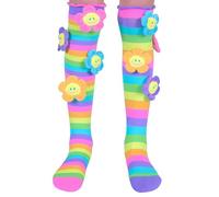 MADMIA Oopsie Daisy Socks Cute Knee High Socks with Plush Flowers Attached, Ocean Tides, 6-18 Jahre