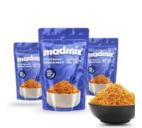 Madmix Baked Bhujia - Masala Masti | Jowar Millet Bhujiya | High Protein & Vegan |Namkeen|Farsaan|Snacks for Parents |Evening Meals | Diabetic food| Pack of 3 (125g X 3)