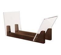 MADOC Vinyl Record Storage Holder Capacity Acrylic Ends Display Stand Wooden LP Vinyl Album Desktop Rack