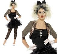 Madonna Costume 80s Wild Child Pop Star Womens Ladies Fancy Dress Outfit S-XL