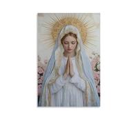 Madonna Icon Hanging Paintings Wall Art, Virgin Mary The Marias Virgen De Guadalupe Canvas Print, Traditional Catholic Art, Modern Christian Home Wall Decor 12x18inch(30x45cm)