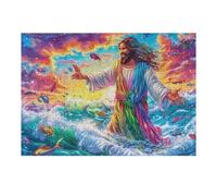 Madonna on The Sea 300 Pcs Jigsaw Puzzles Wave Glow Starry Puzzles for Adults Teens Fun Family Game Team Building Stress Reducing Autumn Eco Friendly Cardboard 300 PCS