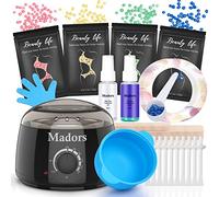 Madors Waxing Kit for Women Heating Ring Wax Warmer Wax Kit for Hair Removal Intelligent Temperature Control Wax Machine with Hard Wax Beads (Black)