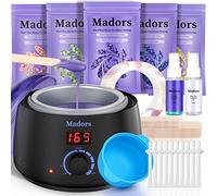 Madors Waxing Kit Wax Warmer Wax Kit for Hair Removal With 4 Wax Beads, Silicone Wax Pot for Full Body, Legs, Face, Eyebrows, Bikini, Brazilian at Home (Purple Digital Waxing Kit)