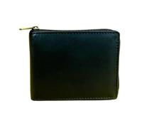 Madosh Genuine Leather Men's Wallet Black Bifold Purse | RFID Protected | Cards Holder Coin Pocket | Zip Closure for Safety