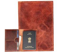 Madosh Genuine Leather Passport Holder Brown Bi-Fold RFID Blocking Cards Cover Travel Wallet Case, Brown, S, Modern, Brown, S, Modern