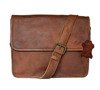Madosh, Men's Genuine Leather Flap Over Bag Messenger Crossbody Handbag Handmade Laptop Brown Office Shoulder Bag