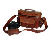Madosh Vintage Camera Bag Lens Case Shoulder Bag Men Genuine Brown Leather DSLR SLR Travel Crossbody Bags, Brown, M, Travel,unique,vintage,crossbody