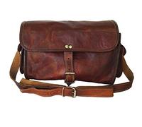 Madosh Vintage Genuine Leather Brown Shoulder Travel Camera Lenses Case Gym Crossbody Duffle Bag