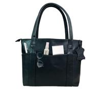 Madosh Vintage Genuine Leather Women's Tote Style Shoulder Handbag Valentine Gift Shopper Brown & Black 16” Bag (Black)