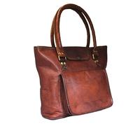 Madosh Womens Brown Everday Tote Bag Genuine Leather Shoulder Purse Business Handbag