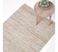 Homescapes Madras Leather Hemp Rug Natural, 150 X 240 Cm