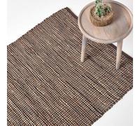 (66 x 200 cm, Brown) Madras Leather Hemp Rug