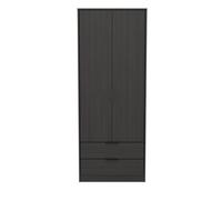 Welcome Furniture Ready Assembled Diego G 2 Door 2 Drawer Wardrobe In Black Ash, Black