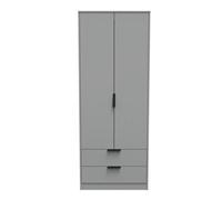 Welcome Furniture Ready Assembled Copenhagagen Tall 2 Drawer Wardrobe - Dust Grey, Grey