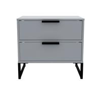 Madrid 2 Drawer Bedside Cabinet In Dusk Grey (Ready Assembled)