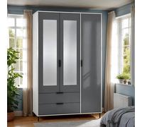 Seconique Madrid 3 Door 2 Drawer Mirrored Wardrobe In Grey And White Gloss Finish