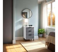Seconique Madrid 3 Drawer Bedside In Grey And White Gloss Finish