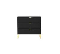 Welcome Furniture Ready Assembled Copenhagagen 3 Drawer Chest (diego) - Black, Black