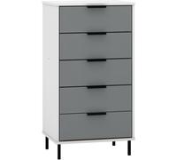 Seconique Madrid 5 Drawer Narrow Chest - Grey/White Gloss, Multi