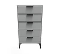 Madrid 5 Drawer Tallboy (Ready Assembled) Ready Assembled 2 U Dark Grey One Size