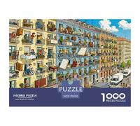 Madrid Apartment Building Moving Day Wooden Jigsaw Puzzle Waterproof 1000 Piece Puzzles for Adults Challenging And Brainteasing Games