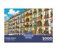 Madrid Apartment Building Moving Day Wooden Jigsaw Puzzle Waterproof 1000 Piece Puzzles for Adults Impossible Home Decoration