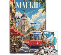 Madrid City Tram Wooden Jigsaw Puzzle for Adults, 1000 Pieces | A flexible puzzle activity - an activity that can be paused and resumed at home.