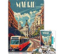Madrid City Vibes 1000 Piece Jigsaw Puzzle for Adults Teens,Decompressing Intellectual Educational Toy Secret Santa Gifts 38x26cm