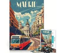 Madrid City Vibes Jigsaw Puzzles 1000 Pieces for Adults Stress Free Home Play Enjoyable Challenge Furniture Decor (50x75cm)