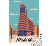 Madrid Cityscape Illustration 1000 Piece Jigsaw Puzzle, Modern City Skyline, Matte Printed Jigsaw for Adults, Family Night Game, Decorative Artwork, 70x50cm/1000pcs