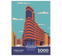 Madrid Cityscape Illustration 1000 Piece Jigsaw Puzzle, Old Europe Travel Artwork, Decorative Artwork, Premium Paper Puzzle, Travel Gift for Home Décor Fans, 38x26cm/1000pcs