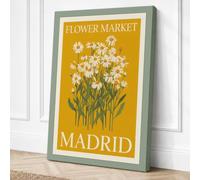 Madrid Flower Market Vintage Canvas Wall Art Print 36x24 Inch