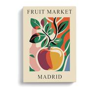 Madrid Fruit Market Exhibition Apple Canvas Print | Gallery Wrapped 30mm Frame Wall Art | 30x20 inches | Ready to Hang | Modern Still Life Picture | Living Room Bedroom Lounge Office