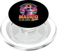 Madrid Great European Solar Sun Eclipse 2026 Retro Cat Art PopSockets PopGrip for MagSafe