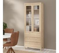 Madrid Jackson Hickory Oak 3 Drawer Display Cabinet