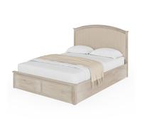 Madrid King Size Ottoman Bed Wood & Fabric Light Oak 5 x 7ft
