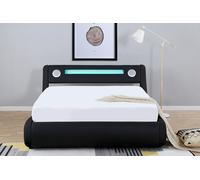 Madrid Leather Ottoman Storage Bed With Bluetooth Speaker LED Light Black (Double & King Size) Modish Furnishing Black Double