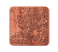 Madrid Map Coaster, One Piece, Sapele Wooden Coaster with City map, Multiple City Optional, Handmade