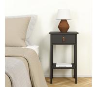 Madrid Matt Black No Effect 1 Drawer Bedside Table (H)701mm (W)400mm (D)342mm