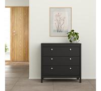 Madrid Matt Black No Effect 3 Drawer Chest (H)797mm (W)823mm (D)384mm