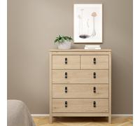 Madrid Oak Effect 5 Drawer Chest (H)989mm (W)823mm (D)384mm
