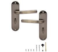 Madrid Polished Antique Brass Bathroom Door Handles, Elegant Door Handle Set, Straight Handle Design, Ideal for Internal Wooden Bathroom and Toilet Doors (Antique Brass)