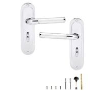 Madrid Polished Chrome & Satin Nickel Bathroom Door Handles, Elegant Door Handle Set, Straight Handle Design, Ideal for Internal Wooden Bathroom and Toilet Doors