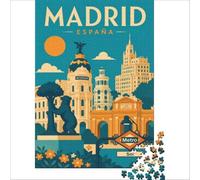 Madrid Poster 1000 piece jigsaw puzzles | beautiful landmark artwork for travel enthusiasts to enjoy building and dreaming of future trips to enjoy at home50x75cm