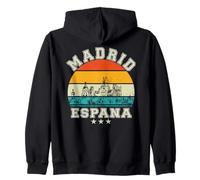 Madrid Skyline Retro Sunset Madrid España Zip Hoodie