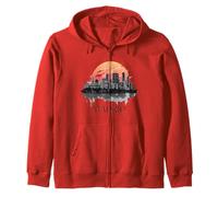 Madrid Skyline Sunset Cityscape Zip Hoodie