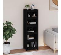 madrid solid pine wood 5-tier bookshelf in black